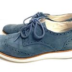 Cole Haan  Women’s Lunargrand Blue Suede Wingtip Loafers Shoes Size 7 Photo 3