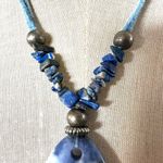 Artisan Blue Sodalite Pendant Necklace on Suede Cord Photo 4