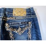 Miss Me JEANS Women's 26 Mid Rise Cropped Flap Pocket Bling Embellished Raw Hem Photo 12