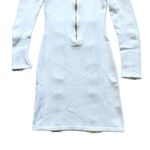 Bebe 🔃 White Long Sleeve Zipper Accent Mini Sweater Dress Photo 7