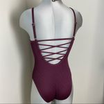 Bar III  Ribbed Lattice-Front Strappy-Back swimsuit SZ M one piece bathing suit Photo 4