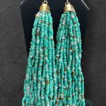 Women’s Boho Turquoise Bead Tassel Earrings Blue Photo 0