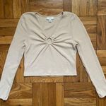 Topshop Oatmeal Cream Ribbed O Ring Cropped Long Sleeve - Medium Photo 0