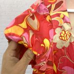 Hale Bob Silk Floral Boho Shift Dress S – Coral Pink Yellow Resort Photo 7
