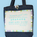 Funny White on Blue Denim Pet Lover Open Top Unlined Tote Bag NEW Photo 0