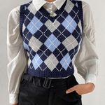 Blue And Grey Argyle Knit Sweater Vest Multiple Size M Photo 0