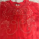 Johnny Was  Elegant Orange Embroidered Cupro‎ Rayon Top Size Medium EUC Photo 2