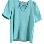 Fitted Blue Blouse with Short Sleeves Size M Photo 1