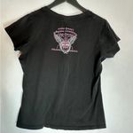 Harley Davidson Pink Rhinestone Logo Black Tee Shirt Womens XL USA Made Photo 10