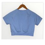 Gym Exercise Sky Blue Cropped Short Sleeve Stretchy Athletic Top Medium Photo 4