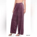 Zenana Outfitters Wide Leg Elastic Waist Comfort Plus Velvety Pants 1X in Eggplant Purple Color Photo 3