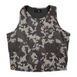 Crane‎ Crop Top Medium Gray Camo Sports Bra Built In Activewear Photo 0