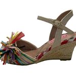 Betsey Johnson  Lizzie Colorful Rope Raffia Espadrille Wedge Sandal 6 New FLAW Photo 1