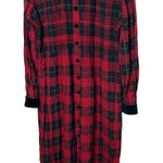 Karin Stevens Vintage Red Black Plaid Maxi Dress Velvet Collar Button Front 14 Photo 0