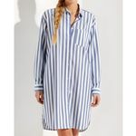 Sézane  Maxine Oversized Shirt Dress, Ecru Blue Stripes, FR46/US14 Photo 1