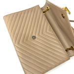 Saint Laurent Beige Large Grain de Poudre Chevron - Envelope Satchel YSL Bag Photo 9