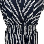 Anthropologie  DOLAN Canovas Navy & White Textured Jumpsuit EUC Size‎ Medium Photo 4