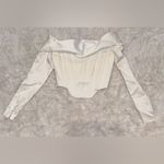 House Of CB NWOT  Evita Ivory Satin Off Shoulder Draped Corset Top Sz S Photo 5