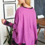 White Birch 7. Pink and Black Fleecy Sweater with Plaid Accents Photo 3