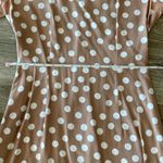 Vintage 90s polka dot dress mini neutral tan white dots XS Small Photo 8