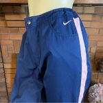 Nike  BLUE AND PINK PARTIAL ZIPPER LEG DRAWSTRING WAIST TRACK PANTS (M) Photo 4