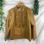 Susan Graver  Ruffle Front Leather Jacket Photo 0