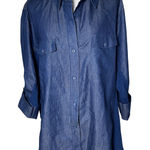 Cavalini  3X Dark Wash Chambray Denim Tunic Shirt Dress Oversized Casual Core‎ Photo 0