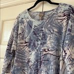 Chico's  Size 2 Blue Purple Knit 3/4 Sleeve Boxy Abstract Blouse Chico Size Large Photo 8