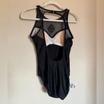 Jantzen Vintage  Mesh High Neck Swimsuit Onesie Sz 10 Black Full Coverage Amulet‎ Photo 4