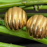 Trifari Vintage 60’s Polished Gold- tone Dome Clip On Earrings Photo 2