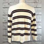 Cotton Emporium  Crewneck Sweater Loose Knit White w Red/Blue Stripes-Medium Photo 1