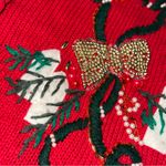 Victoria Jones Vintage Women’s Size L Red Green Bead Embellished Candles Vest Size L Photo 4