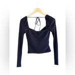 ASTAR The Label Plisse Cut Out Twist Bust Top Black Photo 7