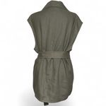 ZARA  Green Linen Belted Sleeveless‎ Vest  Medium Photo 2