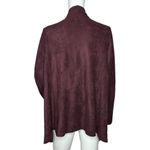 LOGO By Lori Goldstein LOGO Lori Goldstein Cardigan Women Large Burgundy Faux Suede Lagenlook Waterfall Photo 3