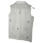 Dress Barn Top Womens S Flamingo Novelty Print Button Up Sleeveless Coastal White Photo 8