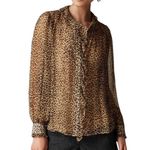 J.Crew Ruffle button-up shirt in leopard-print crinkle chiffon Photo 1