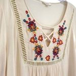 Oddy Embroidered Cream Boho Peasant Top Photo 6