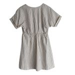 Le lis  Mini Shirt Dress Womens S Cream Striped Tie Front Cut Out Cottagecore Photo 4