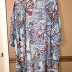 Knox Rose Floral Paisley Patchwork Flowy Kimono Blue Red Small Photo 1