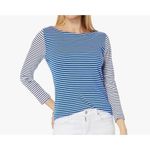 Vineyard Vines  Striped T-Shirt Long Sleeve Boat Neck Blue &‎ White Casual Top Photo 8