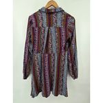 Natural Life  Bohemian Floral Stripe Button Down Tunic Shirt Dress Small Photo 3