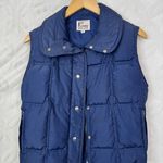 1st Down Womens Goose Down Puffer Vest Navy Blue‎ Size 10 Snap Front Pockets Blue Photo 8