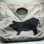 A Rare Vintage Fluf Organic Cotton Washable Pig Oink Lunch Bag Gray Photo 0