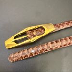 Vintage Brown Snakeskin Leather Gold Photo 14