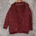 VERO MODA  Deep Burgundy Vmfoster Bew Chenille Open Cardigan Size Medium Photo 0