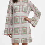 ASOS DESIGN NWT flare sleeve crochet mini dress white pink green square size 14 Photo 0