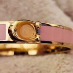 Coach Signature Push Hinged Bangle In Gold/Blush Pink Style $128 Photo 1