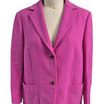 Lands' End  Pink Blazer Green Satin Lining Wool Blend Vented Plus SZ 18W NWOT Photo 0