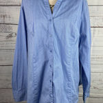 Lane Bryant  Button Front Shirt Womens 20 Blue Collar Long Sleeves Cotton Stretch Photo 0